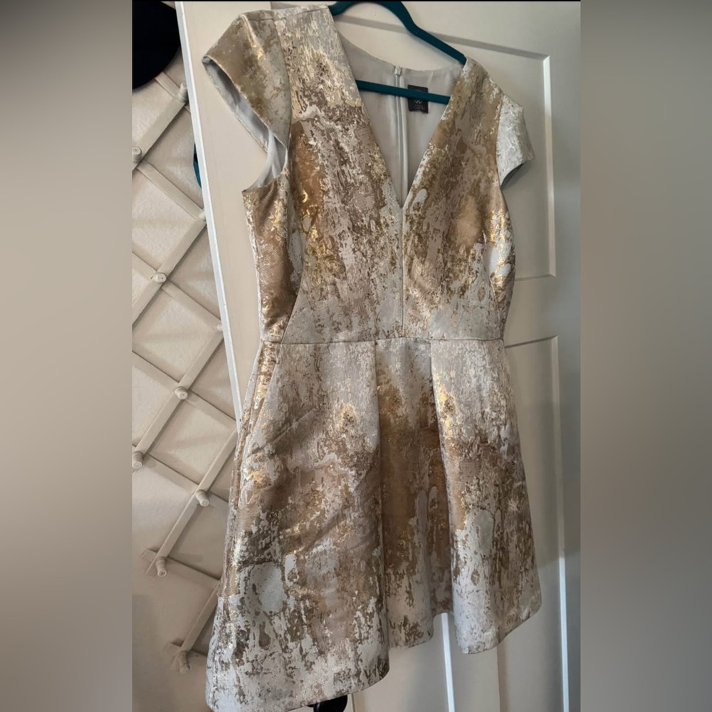 Vince Camuto Gold Fit and Flare Mini Dress